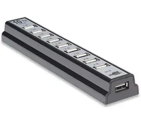 Manhattan USB 2.0 Hub / 10 Ports + Netzteil / schwarz