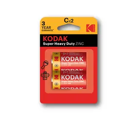 Kodak HEAVY DUTY Zink-Chlorid-Batterien C / 2 Stück / Blister