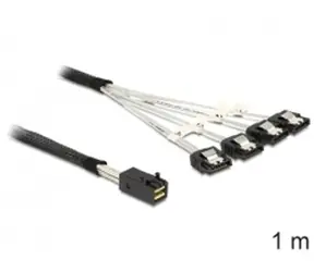 DeLock Kabel Mini SAS HD x 4 SFF 8643 Stecker > 4 x SATA 7-Pin Buchse / 1 m