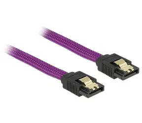DeLock SATA-Kabel 6 Gbit/s 30 cm gerade/gerade / Metallklemmen / lila
