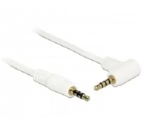 DeLock Kabel Stereo-Klinkenstecker 3,5 mm 4-polig (Stecker) > Stecker / abgewinkelt / 0,5 m / weiß