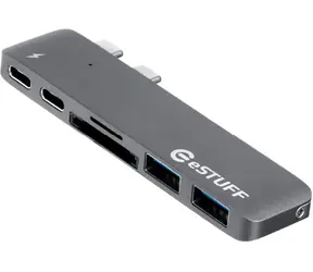 eSTUFF USB-C Slot-in Hub Pro grau / 2 x USB 3.0 / 1 x USB-C / 1 x Thunderbolt 3 / Kartenleser