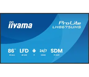 86" IIYAMA ProLite LH8675UHS-B2AG schwarz / LED / IPS / 3840 x 2160 / 16:9 / 8 ms / 1400:1 / 500 cd/m / VESA