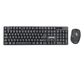 Evolveo WK-142 kabelloses Tastatur- und Mausset schwarz / CZ&US-Zeichen / USB / 2,4 GHz