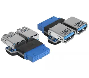 DeLock Adapter USB 3.0 Pin Stecker Buchse > 2 x USB 3.0 Buchse - nebeneinander