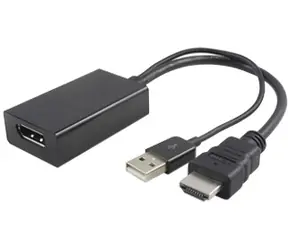 MicroConnect Adapter HDMI 1.4 - DisplayPort 1.2 MF / 3840x2160@30Hz / Aktiv / mit USB-Stromversorgung / 0,3m / schwarz