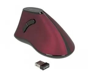 DeLock ergonomische vertikale Maus rot / optischer Sensor / kabellos / 1000 DPI / 4 Tasten / 1xAA