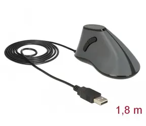 DeLock Ergonomische Vertikalmaus grau / optischer Sensor 800 dpi / 5 Tasten / USB