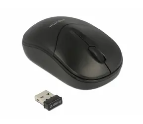 DeLock optische Mini-Maus, schwarz / Optischer Sensor / kabellos / 1000 DPI / 3 Tasten / 1xAA