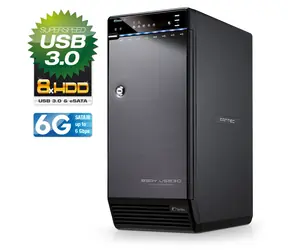 Fantec QB-X8US3-6G schwarzes externes Gehäuse für 8x 3,5" SATA-Festplatten / USB 3.0 & eSATA