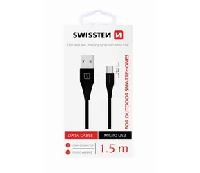 Swissten Datenkabel USB - microUSB (9mm) 1,5m schwarz 