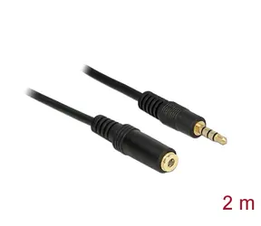 DeLock Verlängerungskabel Audio Stereo Klinke 3,5 mm Stecker > Stereo Klinke 3,5 mm Buchse 2 m schwarz