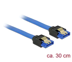 DeLock Kabel SATA 6 Gb/s Buchse gerade > SATA Buchse gerade 30 cm blau / mit goldenen Klemmen