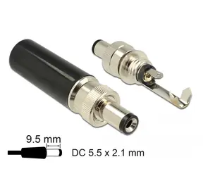 DeLock DC -Stecker 5,5 x 2,1 mm mit Länge 9,5 mm Stecker