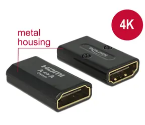 DeLock HDMI Adapter mit Ethernet - HDMI-A Buchse > HDMI-A Buchse schwarz / 4K / High Speed / Endverkauf