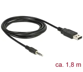 DeLock Kabel USB TTL Stecker > 3,5 mm 4-poliger Stereo-Klinkenstecker Stecker 1,8 m schwarz / 3,3 V