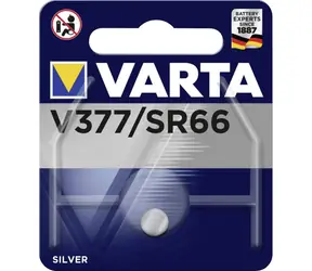 Varta V377 Knopfzellenbatterie SR66 / 1,55 V / 24 mAh / Silberoxid / 1 Stück / in Blisterverpackung 