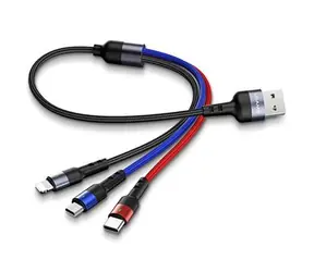 USAMS SJ410 U26 2A Datenkabel 3-in-1 0,35 m schwarz