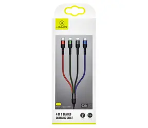 USAMS SJ411 U26 2A Ladekabel 4-in-1 0,35 m schwarz