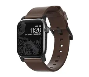Nomad -Lederarmband für Apple Watch (42 und 44 mm), braunes Leder, schwarze Schnalle