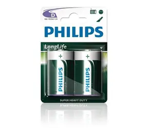 Philips Batterie D LongLife Zinkchlorid - 2 Stück / Blister