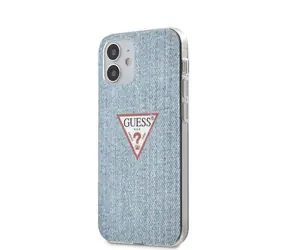 Guess PC & TPU Denim Triangle Back Cover für Apple iPhone 12 Mini Hellblau