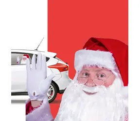 ThumbsUp! Ride With Santa / abnehmbarer Autofensteraufkleber