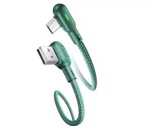 USAMS SJ458 U57 Geflochtenes Micro-USB-Kabel 1,2 m grün / abgewinkelt / mit Beleuchtung