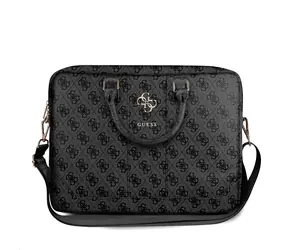 Guess PU 4G Metall Logo Computertasche, 15-16 Zoll, Grau