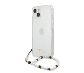 Guess PC Script und White Pearls Backcover für Apple iPhone 13 mini transparent