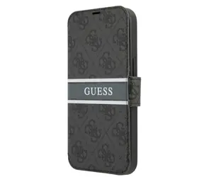 Guess PU 4G bedruckte Streifen-Buchhülle für Apple iPhone 13 Mini Grau