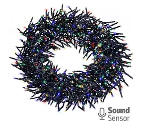 Solight LED-Weihnachtskette für den Außenbereich mit Fernbedienung und Soundsensor / Cluster / 576 LEDs / 8 Funktionen, Timer