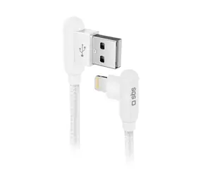 SBS-Kabel mit Metallsteckern 90° USB auf Lightning 1 m weiß