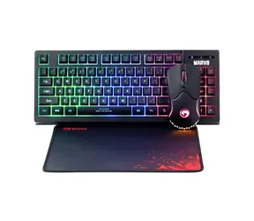 Marvo CM310 (US) schwarz / Tastaturset mit Gaming-Maus und Pad / US-Layout / 3200 DPI / 87 Tasten