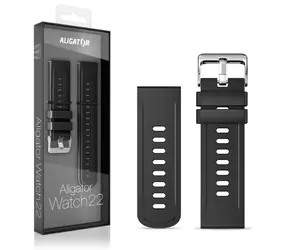 Aligator Silikonarmband 22mm schwarz