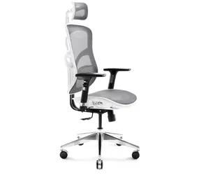 Diablo V-Basic weiß-grau / ergonomischer Stuhl / verstellbar / Netz / Rollen / Belastbarkeit 150 kg