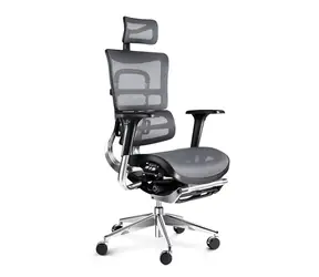 Diablo V-Master schwarz-grau / ergonomischer Stuhl / verstellbar / Netz / rollende Räder / Fußhocker / Tragkraft 150 kg