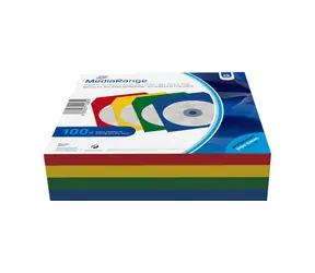 MediaRange Farbige Papierhülle für CD&DVD mit transparentem Fenster (100 Stk.)