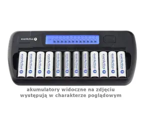 EverActive NC-1200 / Batterieladegerät / bis zu 12 AAA- oder AA-Batterien / LCD