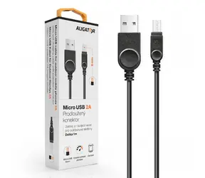 Aligator Datenkabel Micro USB 2A 1m schwarz / verlängerter Stecker 9mm