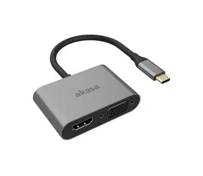Akasa AK-CBCA23-18BK Adapter grau / USB-C Docking-Adapter / VGA / HDMI / 4K@60Hz