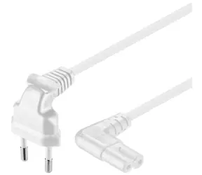 PremiumCord Netzkabel 230V zum Tonbandgerät mit gebogenen Steckern 3M weiß