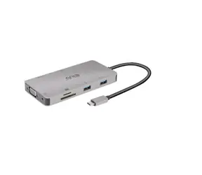 Club3D CSV-1594 Dockingstation USB-C 9in1 silber / HDMI / VGA / 2x USB-A / RJ-45 / SD / MicroSD / 3,5mm Klinke / USB-C 