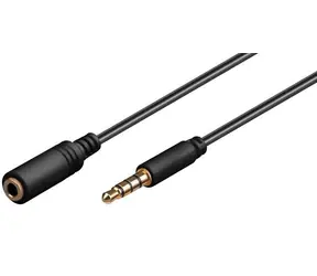 MicroConnect Slim Audiokabel 4-polig Klinke 3,5 mm (M) - Klinke 3,5 mm (F) 1 m schwarz