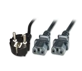 MicroConnect Netzkabel Schuko 90° Winkel - 2x C13 3M schwarz