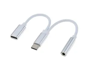 PremiumCord Konverter USB-C-zu-Audio-Anschluss, 3,5-mm-Buchse + USB-Typ-C-Anschluss zum Aufladen