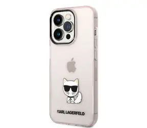 Karl Lagerfeld Choupette Logo Rückseite für Apple iPhone 14 Pro Max rosa