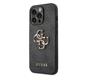 Guess PU 4G Metall Logo -Rückseite für Apple iPhone 14 Pro Max grau
