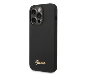 Guess Flüssigsilikon-Rückseite mit Logo für Apple iPhone 14 Pro Max, schwarz