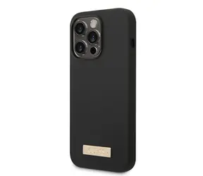Guess Silikon-Metall Logo MagSafe-kompatible Rückseite für Apple iPhone 14 Pro Max Schwarz